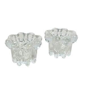 Vintage Kig Indonesia Crystal Bauble Beaded Glass Candleholders Pair Elegant EUC